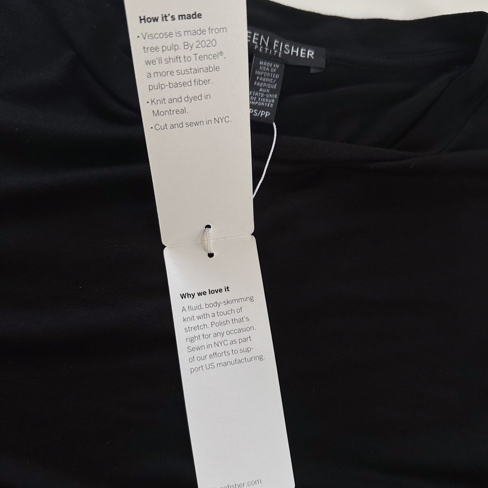 Eileen Fisher Round Neck Viscose Jersey‎ Tunic Side Slits - PS - Picture 7 of 9